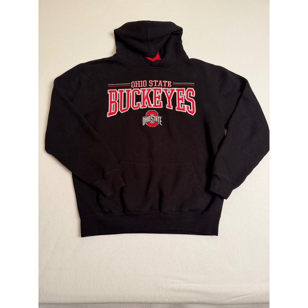 Colosseum Ohio State Buckeyes Mens Medium Hoodie Black Red Embroidered OSU Sweat